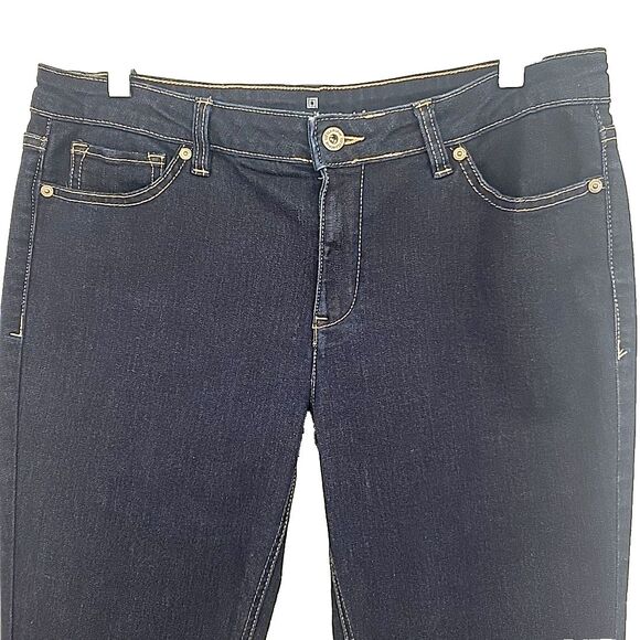 Liz Claiborne Womens Jeans Size 12 City Fit Skinny Leg Dark Blue 34x30.5 - Picture 2 of 8
